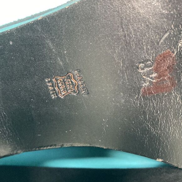 Vintage Black Kenneth Cole Heels Size 8.5 Leather & Suede with Beaded Bow - Picture 12 of 12